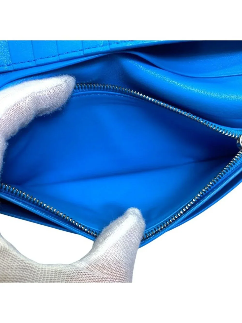 Bottega Veneta Bifold Wallet Leather Black Blue Practical Daily